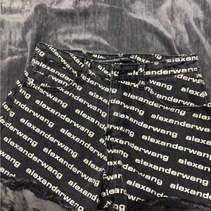 Alexander Wang Black and White Logo Jean Shorts
